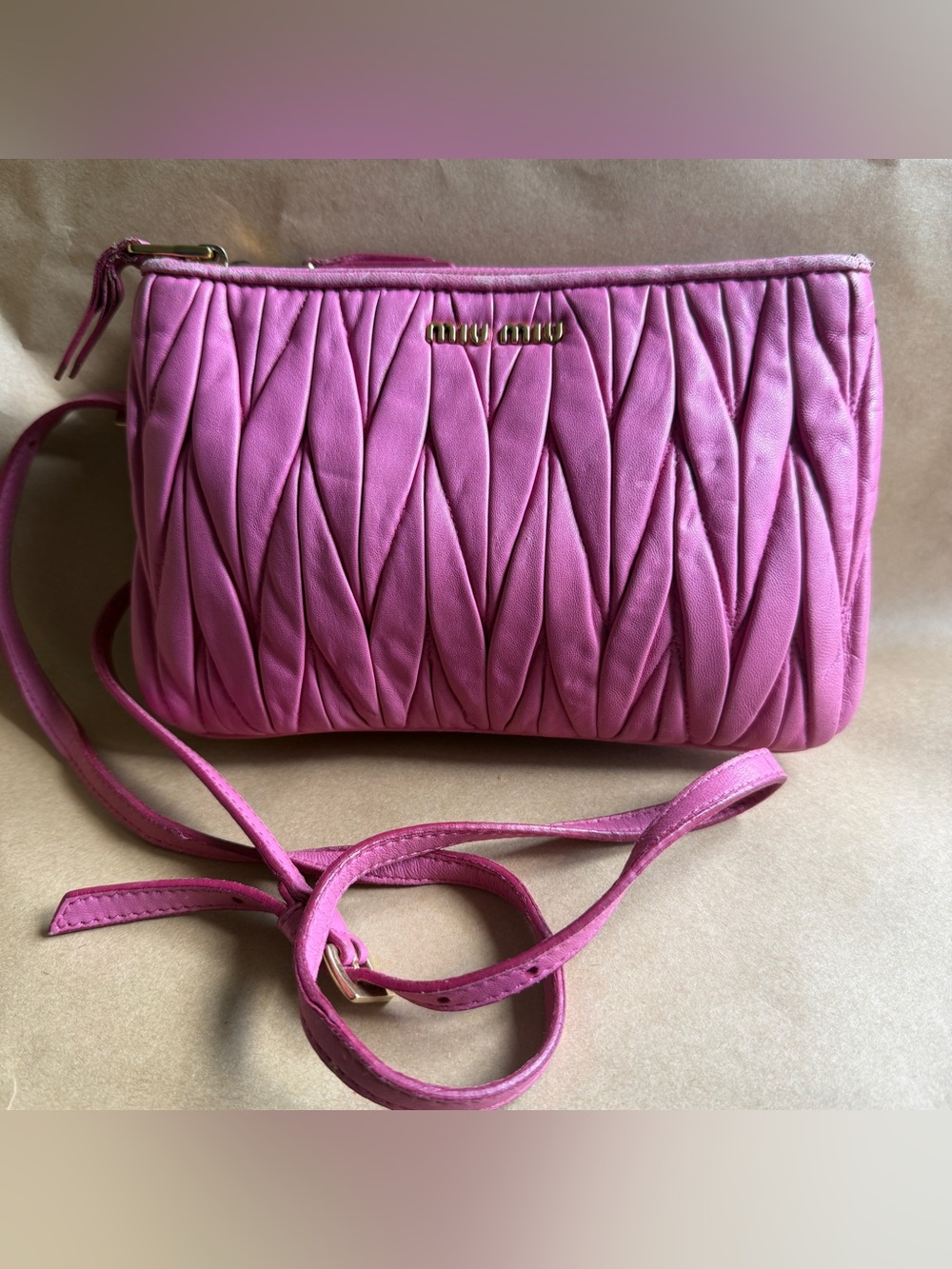 Miu Miu Pink Matelassé Quilted Leather Crossbody